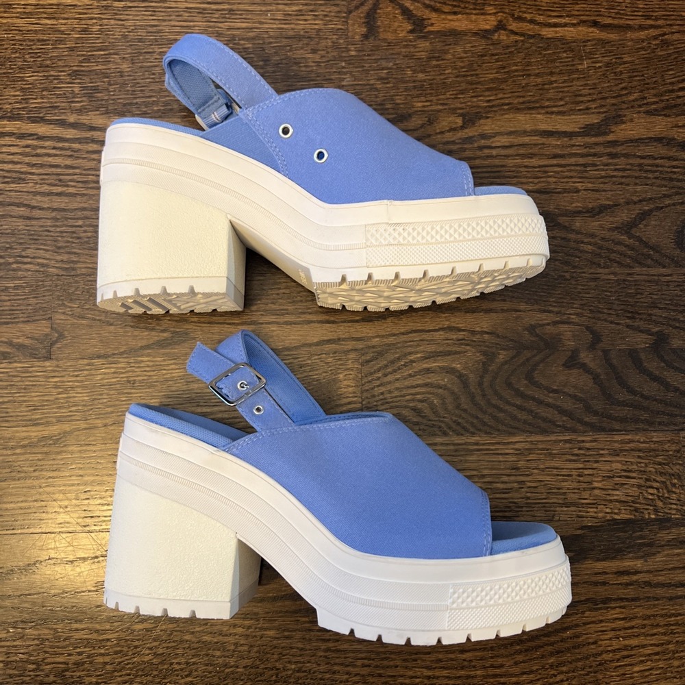Converse Chuck 70 De Luxe Heel Slingback Sandals Women Size 10 Blue Platform NEW